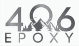 406 Epoxy logo featuring large numbers with mountain and forest silhouette design integrated into the center zero